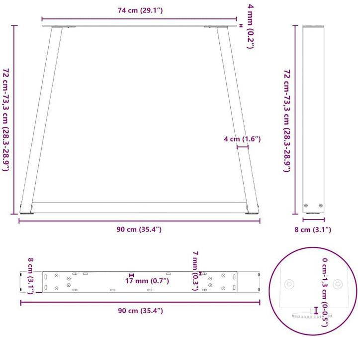 Actual product image vidaXL Esstischbein