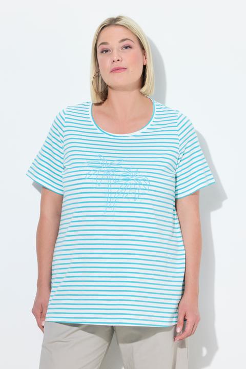 Produktbild Ulla Popken T-Shirt, Ringel, Palmenstickerei, Rundhals, Halbarm (56)