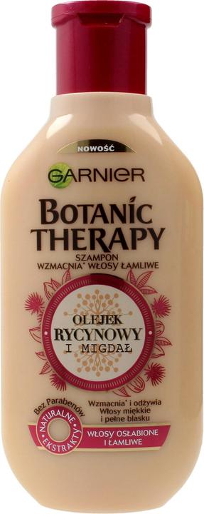 Garnier Botanic Therapy Shampooing Renforce les cheveux abîmés à l'huile de castor et d'amande 400Ml (400 ml, Shampoing liquide)