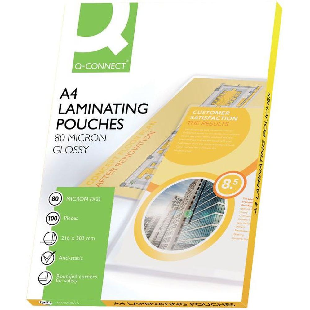 Q-Connect, Laminierfolie, Laminierfolien glänzend (A4, 100 Stück, 80 µm)