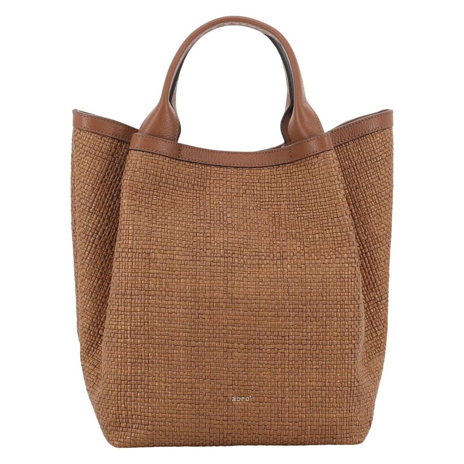 Abro, Damen, Handtasche, Raffia Intreccio Shopper Essential, Braun