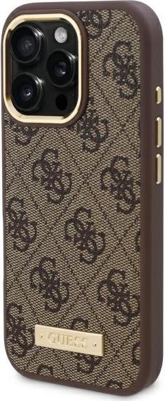 Produktbild Guess GUHMP16LU4GPRW iPhone 16 Pro 6.3" brązowy/brown hardcase 4G Logo Plate MagSafe (Apple iPhone 16 Pro)