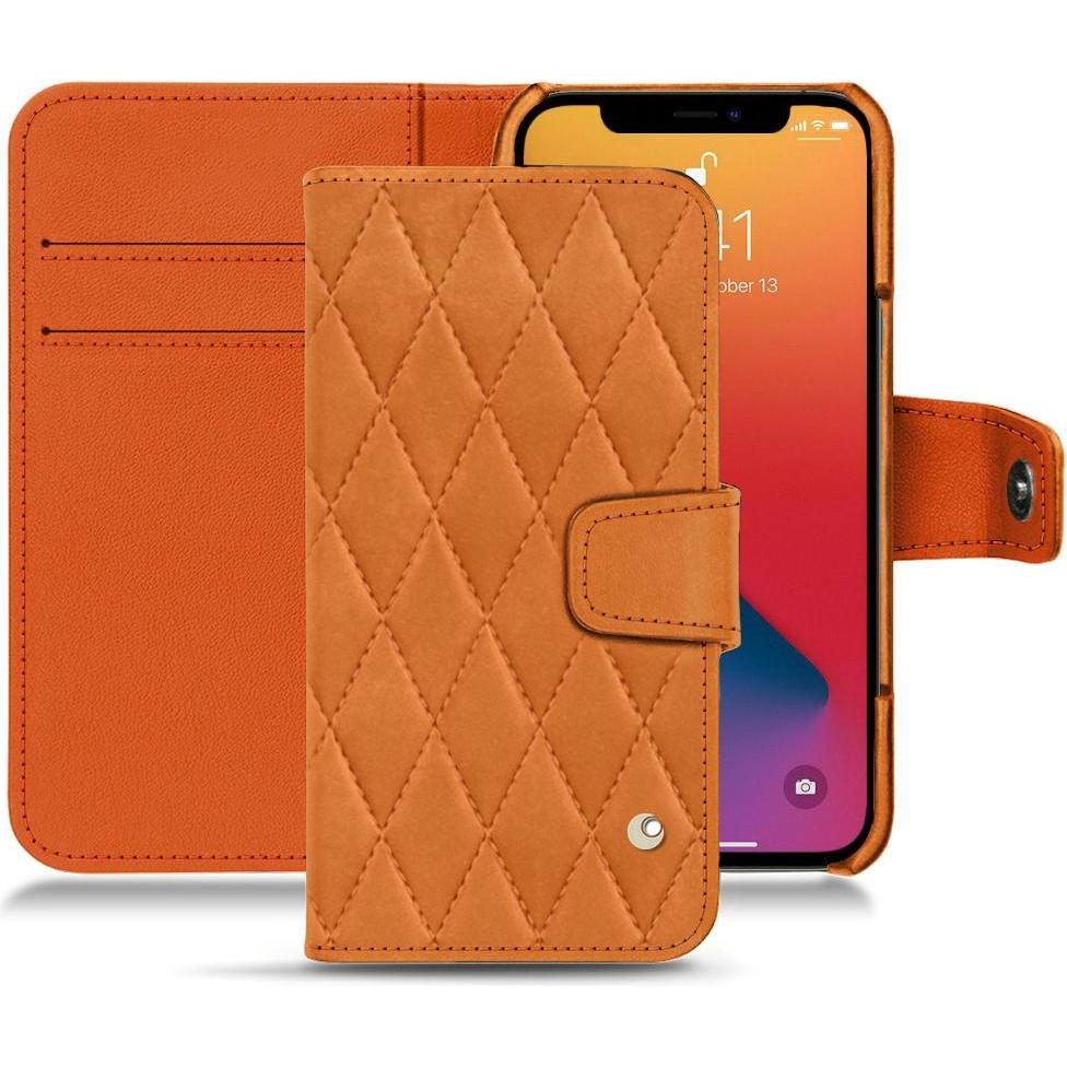 Noreve Lederschutzhülle Wallet (Apple iPhone 13 Pro), Smartphone Hülle, Orange