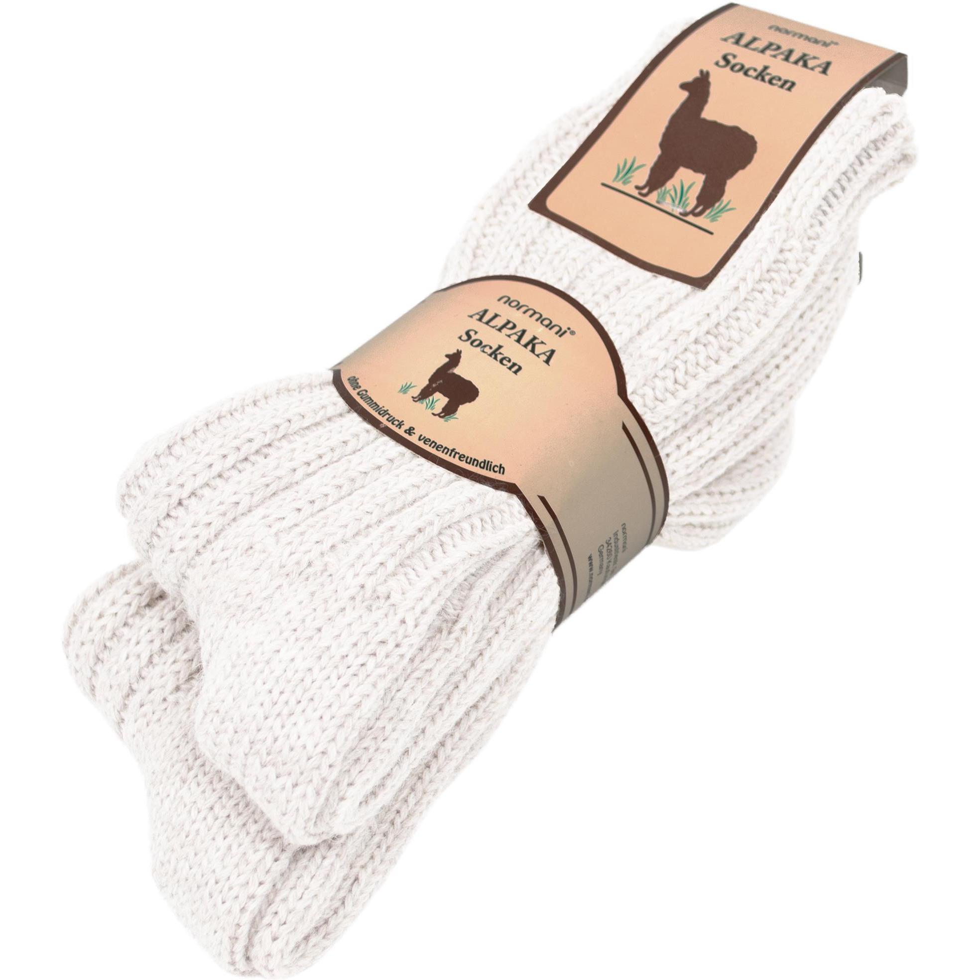 Normani, Herren, Socken, 2 Paar Alpaka-Socken, Weiss, (2er Pack, 43 - 46)