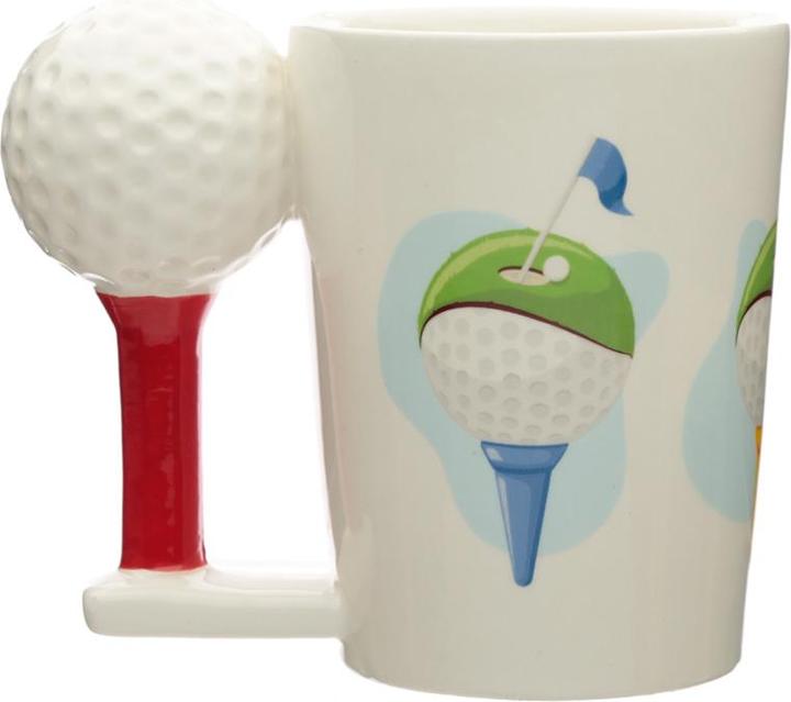 Immagine prodotto Puckator Tazza con manico a forma di pallina da golf e tee in ceramica dolomitica (300 ml, 1 x)