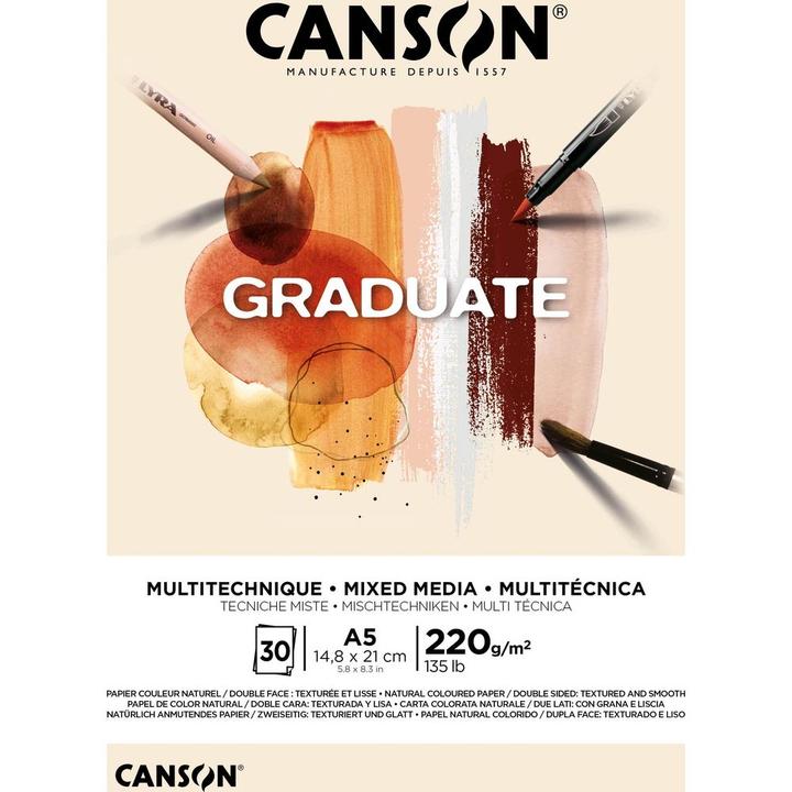 Actual product image Canson Studienblock GRADUATE MIXED MEDIA, natur, DIN A5 (A5, Plain)