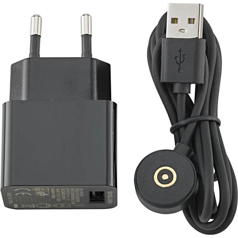 Sigor, Accessori per illuminazione, Cavo di ricarica Nuindie Easy-Connect Pug con adattatore di rete, pezzo di ricambio nero 120 cm