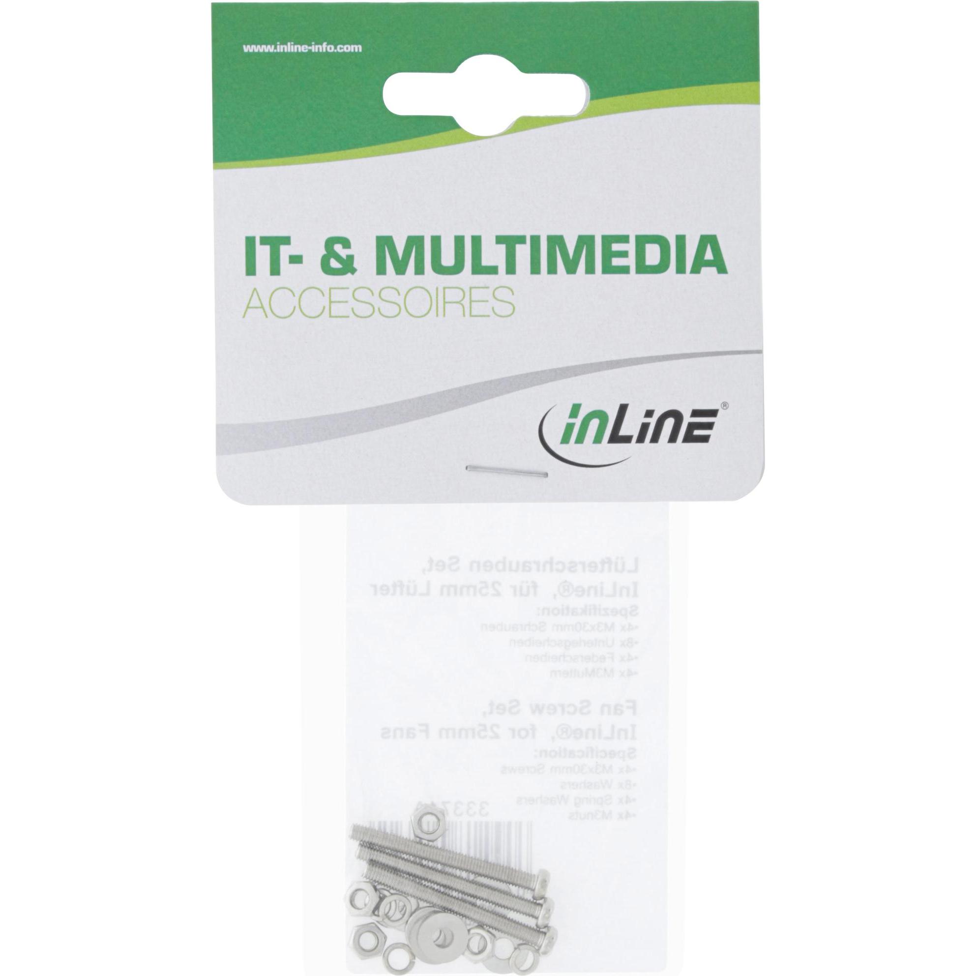 Thumbnail - InLine Lüfterschrauben Set für 25mm Lüfter, 4 Stück, PC Komponenten Werkzeug