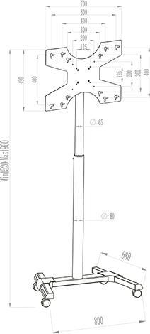 Actual product image Hagor freestanding stand system (55", 35 kg)