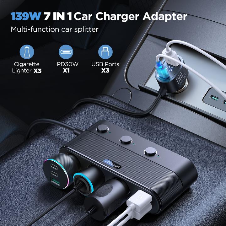 Produktbild Joyroom Car charger/adapter JR-CCL01 7in1 black