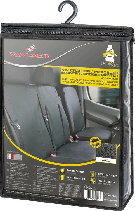 Walser Sitzbezüge für Mercedes Sprinter und VW Crafter, ES und DB vorne aus Kunstleder BJ 05/2006 - heute