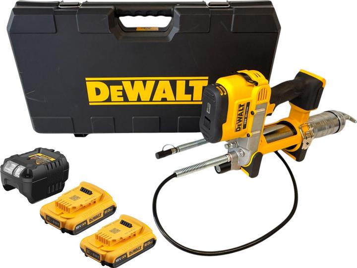 Produktbild DeWalt DCGG 571 D2K Akku Fettpresse 18 V + 2x Akku 2,0 Ah + Ladegerät