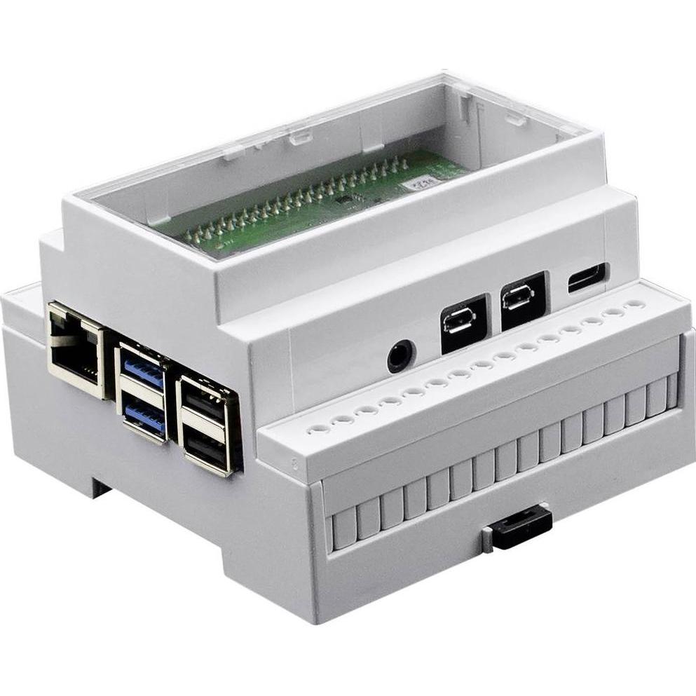 Thumbnail - Axxatronic CBRPI-DR-4-CLR-CON SBC-Gehäuse Passend für: Raspberry Pi zur Hutschienenmontage Weiss, Entwicklungsboard Zube...