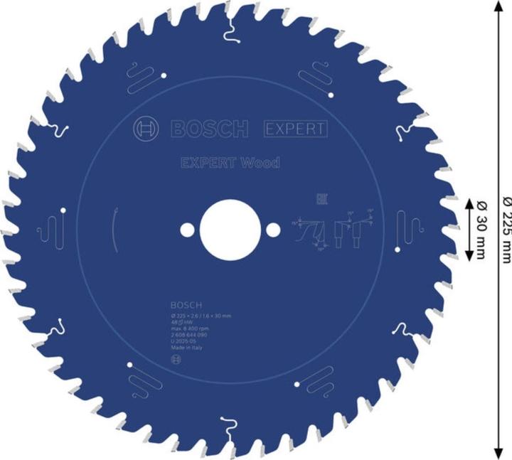 Produktbild Bosch Professional Zubehör Kreissägeblatt Expert for Wood, 225 x 30 x 2,6 mm, 48