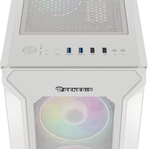 Actual product image Genesis NATEC PC case Irid 505 ARGB Baltas midi Tower (mATX, ATX, Mini-ATX)
