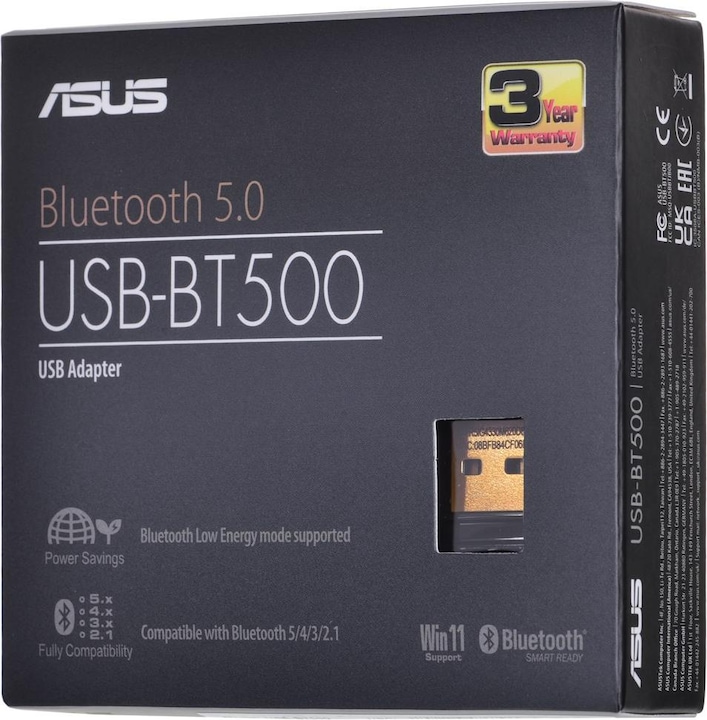 Actual product image ASUS USB Bluetooth Adapter USB-BT500 (Transmitter & Receiver)