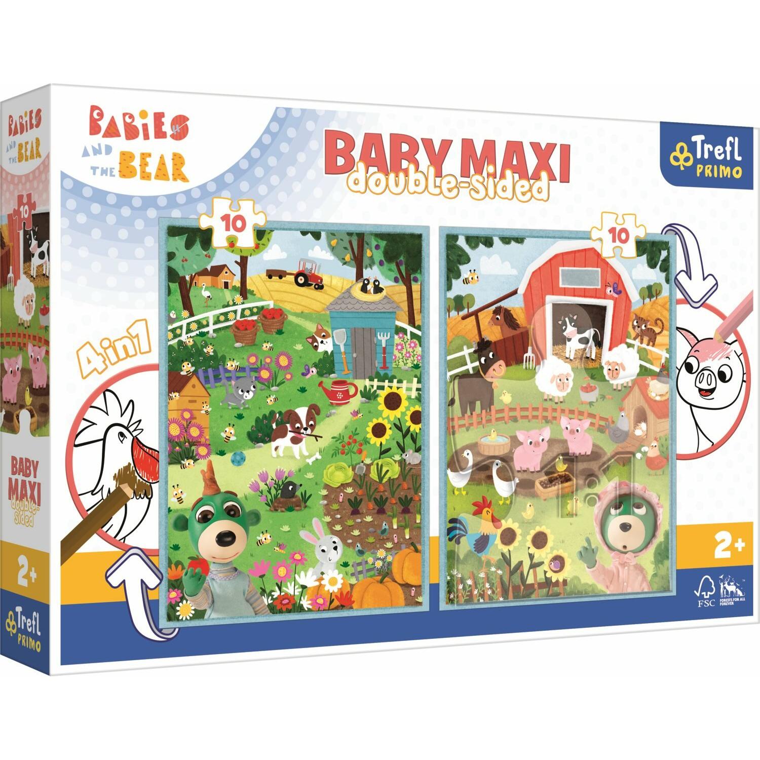 Trefl Doppelseitiges Puzzle 2x10 Elemente Baby Maxi Meet Babaski 4in1 (10 Teile)