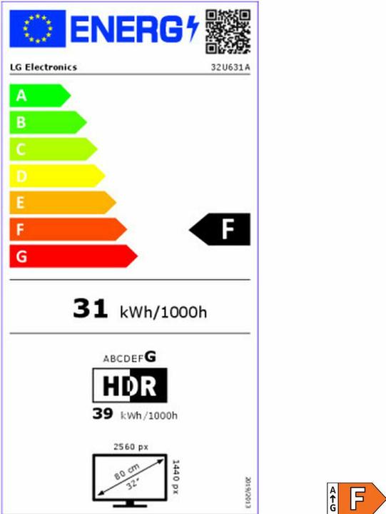 Energy Label LG 32" 32U631A-B (2560 x 1440 pixels, 31.50")
