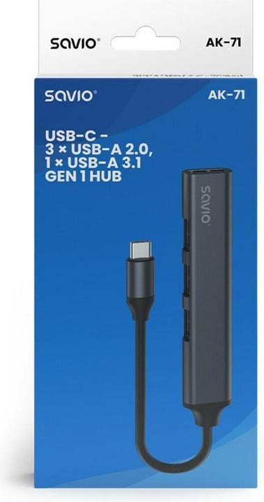Produktbild Savio USB-C 3.1 hub AK-71 (USB-C, 4 Ports)