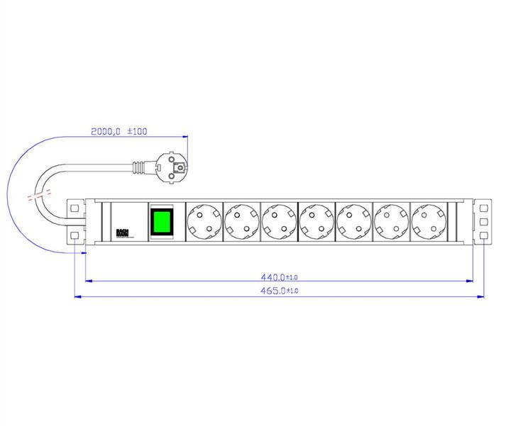 Produktbild EFB Elektronik Steckdosenleiste (7x, CEE 7/3, 2 m)