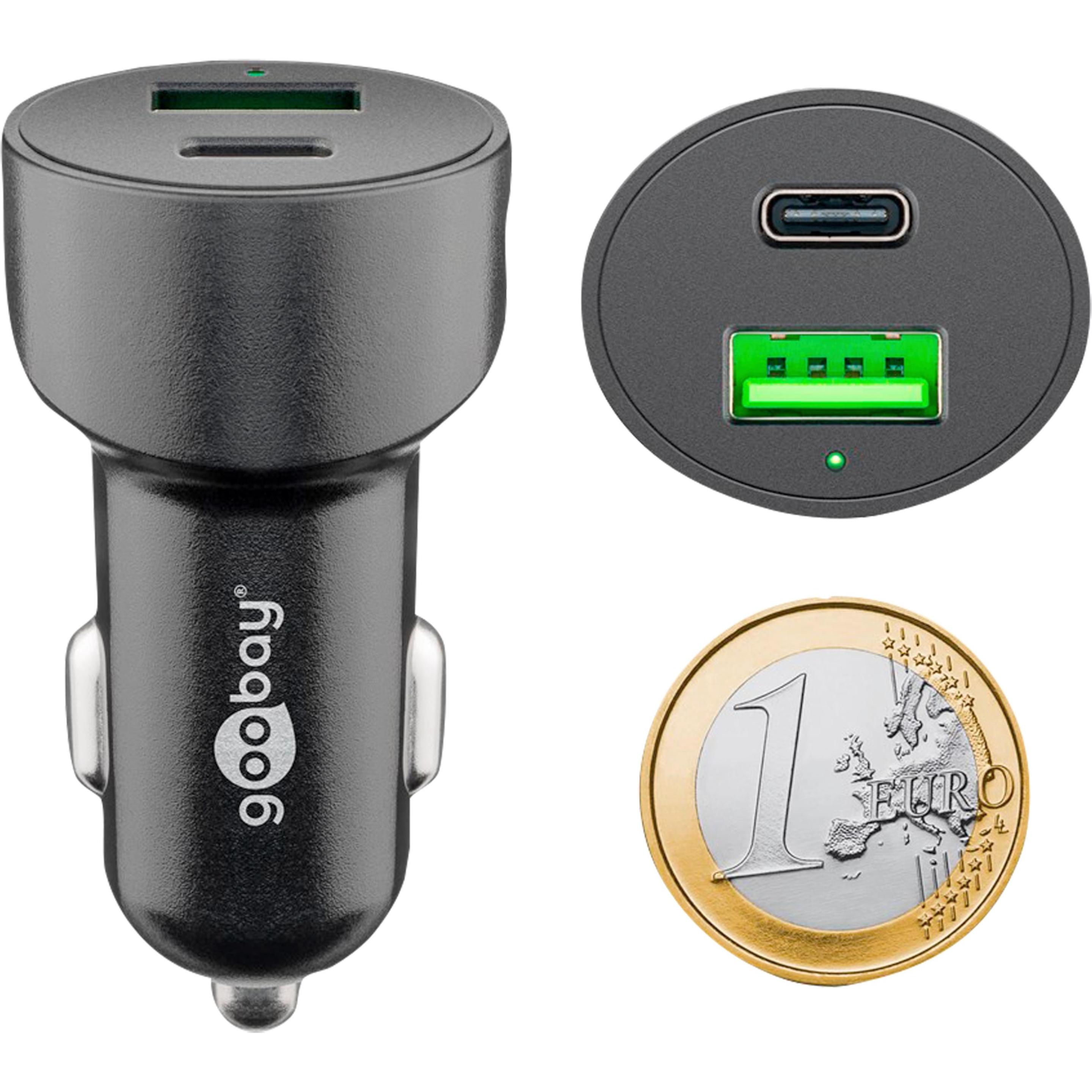 Goobay Caricabatterie rapido per auto, Adattatore per auto, Nero