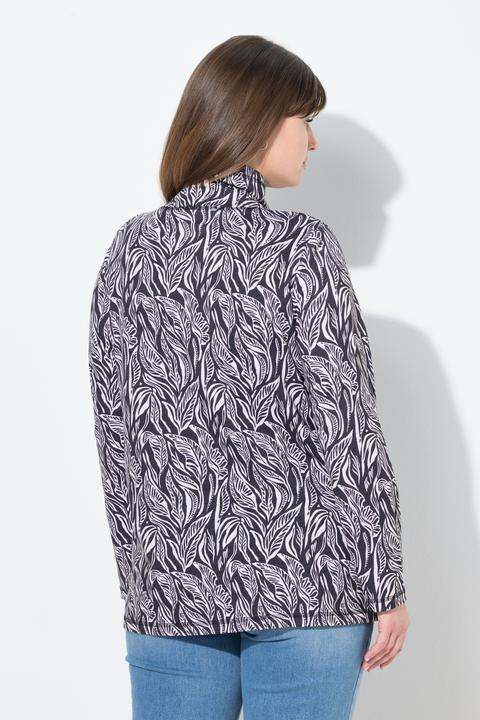 Actual product image Ulla Popken Eco Cotton Leaf Print Turtleneck Tee (54)