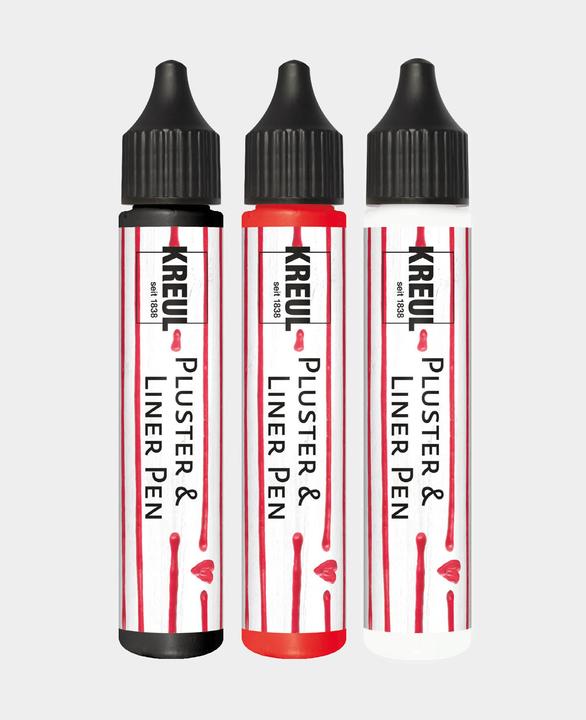 Produktbild Kreul Pluster & Liner Pen Set (Rot, Weiss, Schwarz, 29 ml)