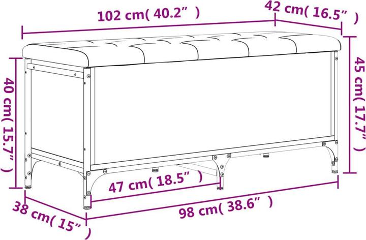Produktbild VidaXL Sitzbank mit Stauraum Braun Eiche 102x42x45 cm (42 cm)