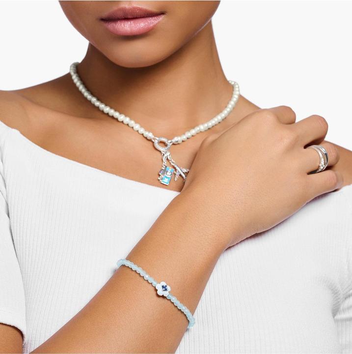 Produktbild Thomas Sabo Armband Blume mit blauen Perlen (19 cm, 925er Silber, Emaille)