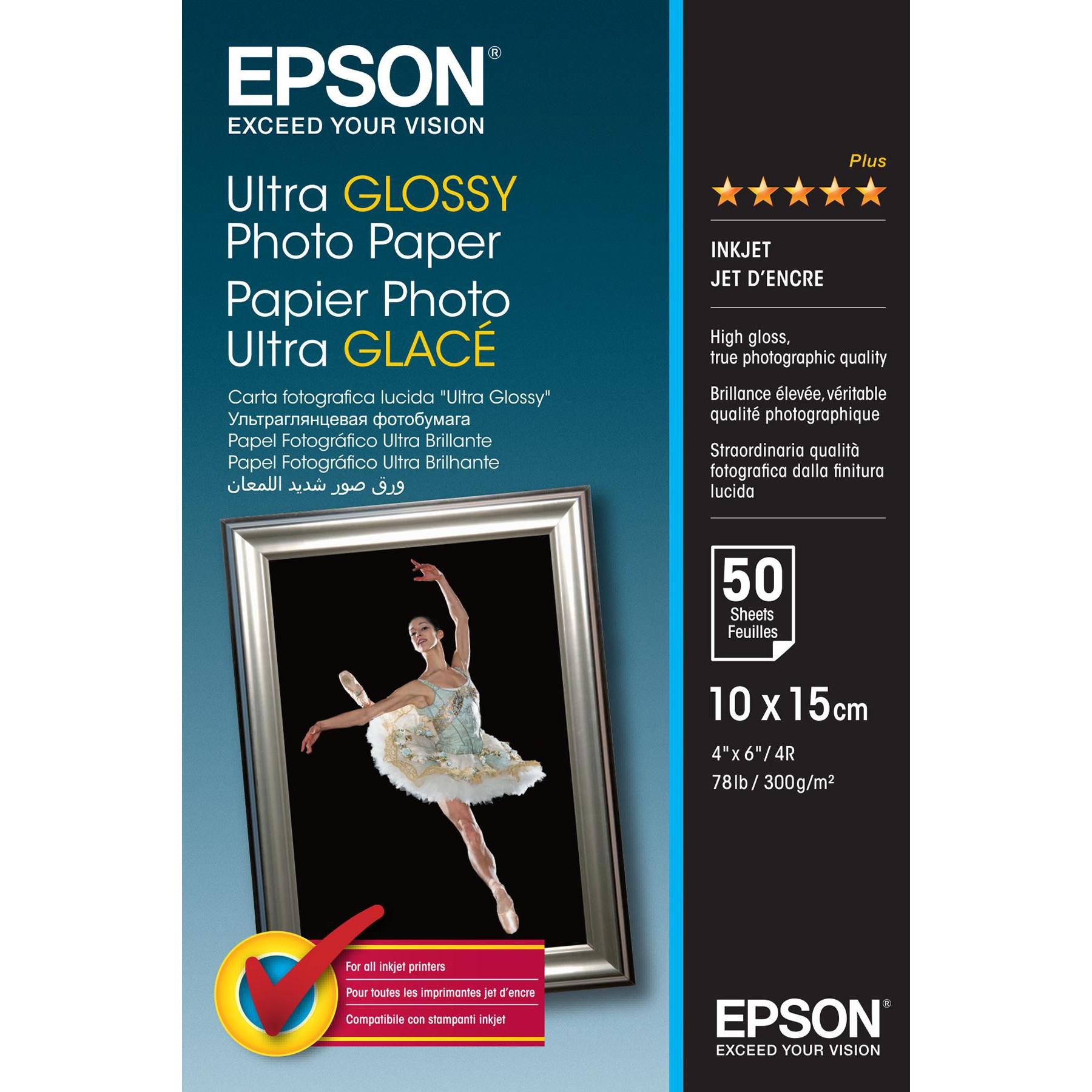 Thumbnail - Epson Ultra Foto Glanzpapier, 50 Blatt (300 g/m², 10 x 15 cm, 50 x), Fotopapier, Weiss