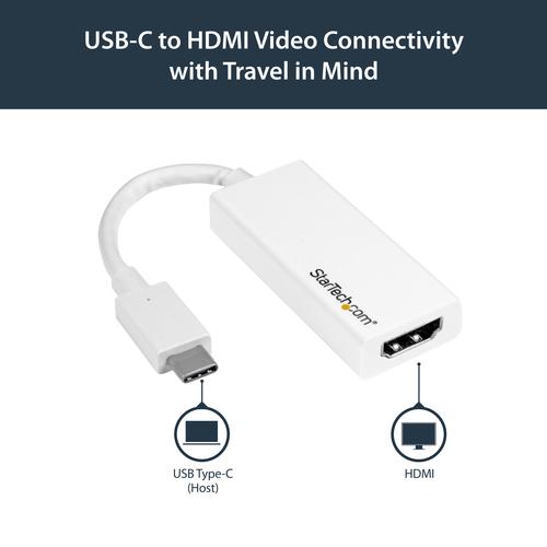 Produktbild StarTech USB-C zu HDMI Adapter - USB Typ C zu HDMI Konverter für Computer mit USB - 4K 60Hz - Weiss (HDMI, 15 cm)