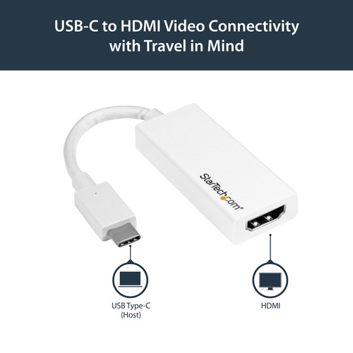 Actual product image StarTech USB-C to HDMI Adapter - USB Type C to HDMI Converter for Computer with USB - 4K 60Hz - White (HDMI, 15 cm)