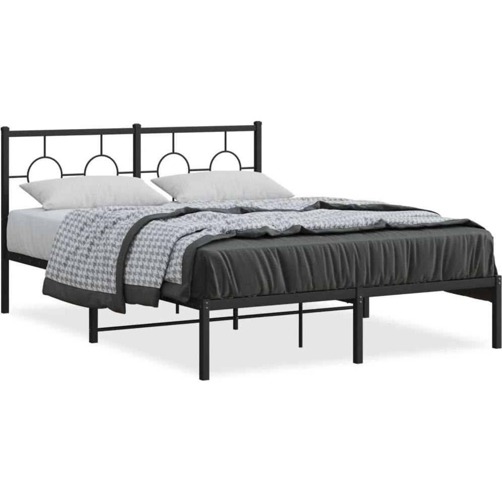 VidaXL, Bett, Bettgestell mit Kopfteil Metallbett Bett Doppelbett Schwarz 140x190cm (140 x 190 cm)