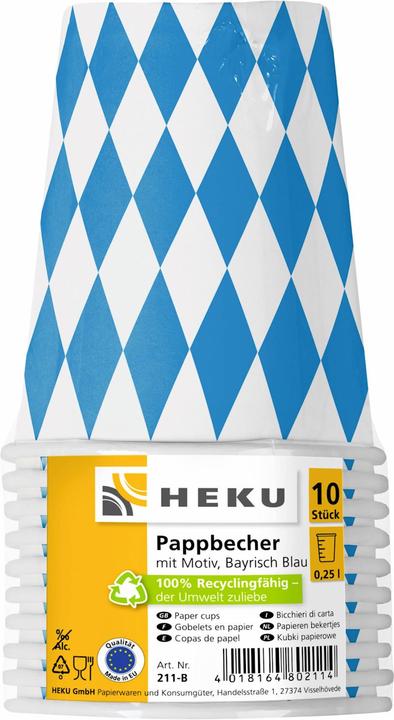 Produktbild Magni Pappbecher Bayrisch blau 250ml 10er (10x)