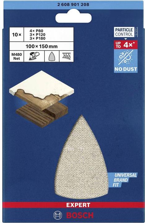 Produktbild Bosch Professional Zubehör EXPERT M480 Schleifnetz-Set, 100 x 150 mm, 10 Stück (80, 120, 180)
