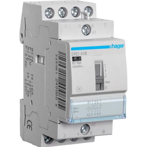 Hager HAG ERD418 Installationsrelais 16A, 2S+2Ã, 24V, Elektronikzubehör + Gehäuse