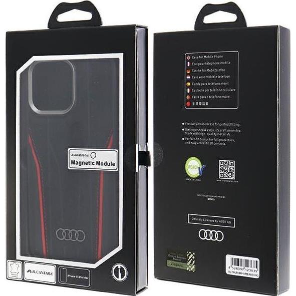 Thumbnail - Audi Genuine Leather MagSafe iPhone 15 Pro Max 6.7" czarno-czerwony/black-red hardcase AU-TPUPCMIP15 (Apple iPhone 15 Pr...
