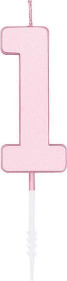 Actual product image Globos Europe Kuchenkerze 4,5 cm Pastellrosa Nr. 1