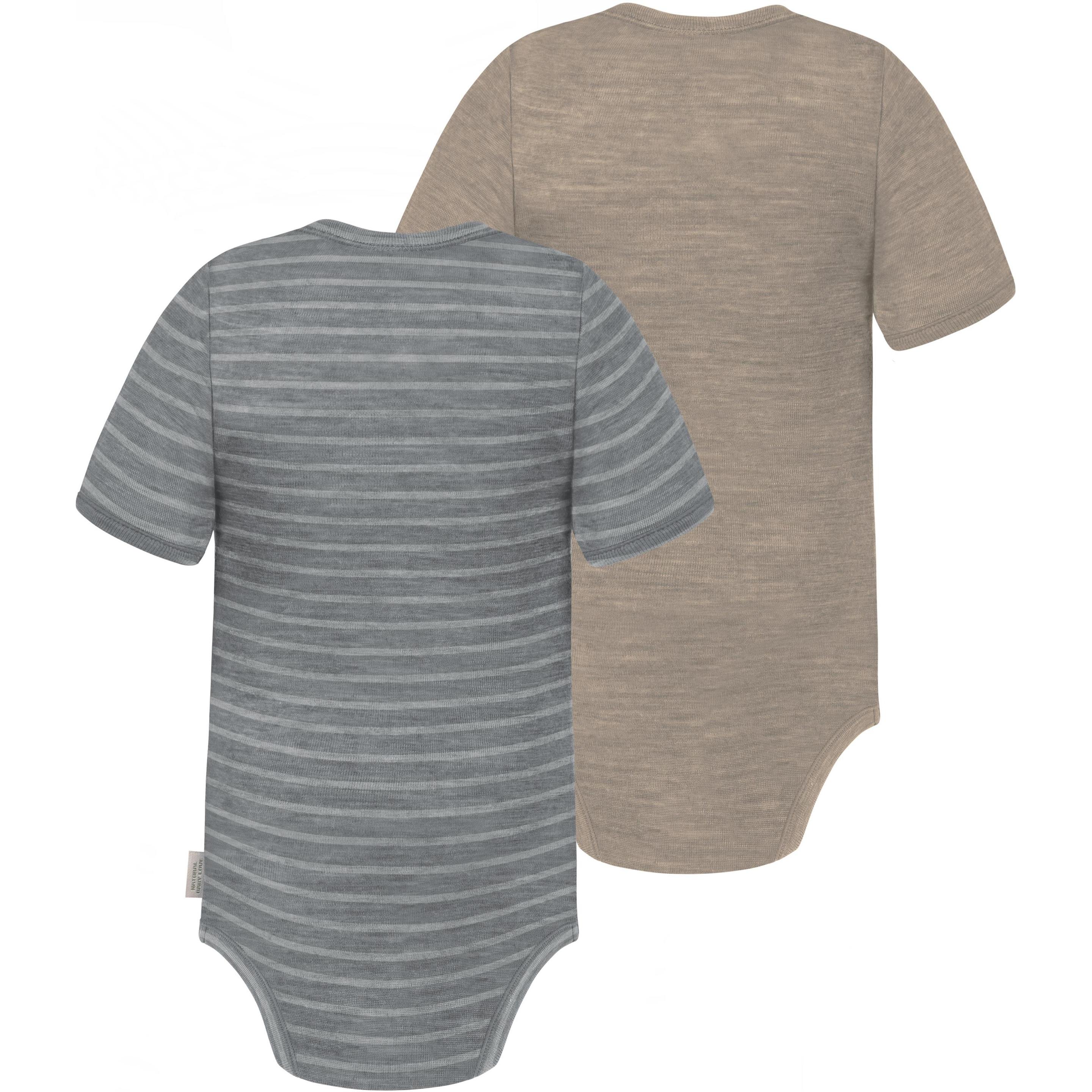 Thumbnail - Normani, Herren, Body, 2er Set Baby Merino Body Kurzarm „Tauranga" - 9293, Grau, (74)