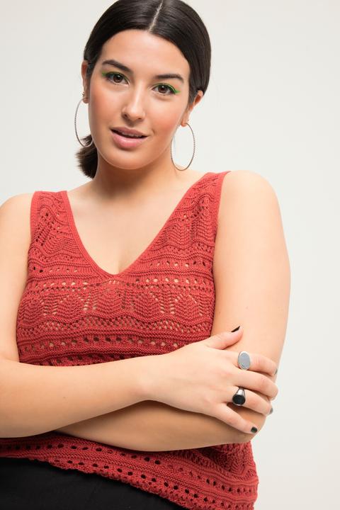 Immagine prodotto Studio Untold Top di maglia a punto ajour con taglio svasato, scollo a V e orlo a onde (50, 52)