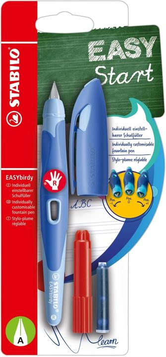 Produktbild STABILO Ergonomischer Schulfüller für Rechtshänder mit Anfänger-Feder A - EASYbirdy Pastel Edition b (Blau/Hellblau, 1 x)