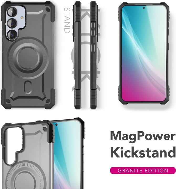 Actual product image Nalia Granite - Armor Panzer Hülle mit MagSafe Ring und Ständer - Military Hardcase (Samsung Galaxy S25)