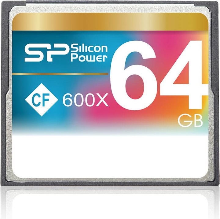 Actual product image Silicon Power 64GB 600x CF Read up to 90MB/s ATA interface PIO mode 6 MWDMA 4 UDMA 6 ECC function Re (64 GB, CF, U3, UHS-III)