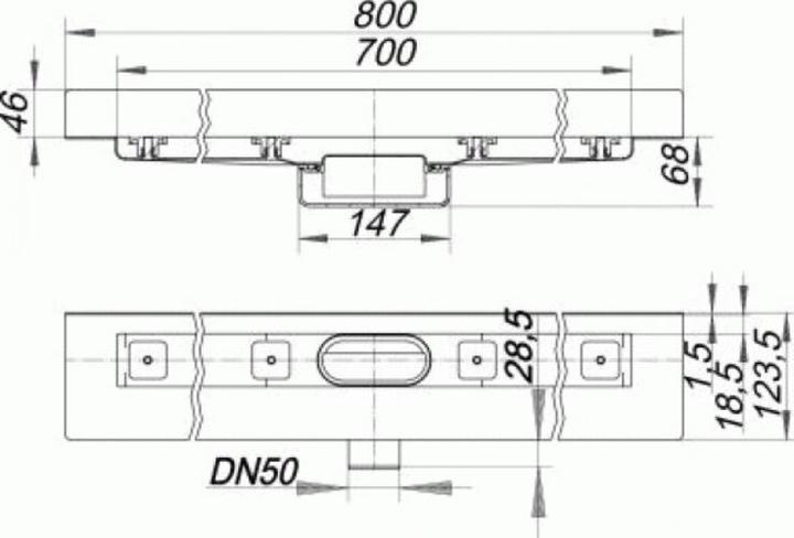 Produktbild Dallmer Duschrinne CERALINE NANO W, DN 50 seitlich, BH 68mm, Länge 700 mm (700 mm)