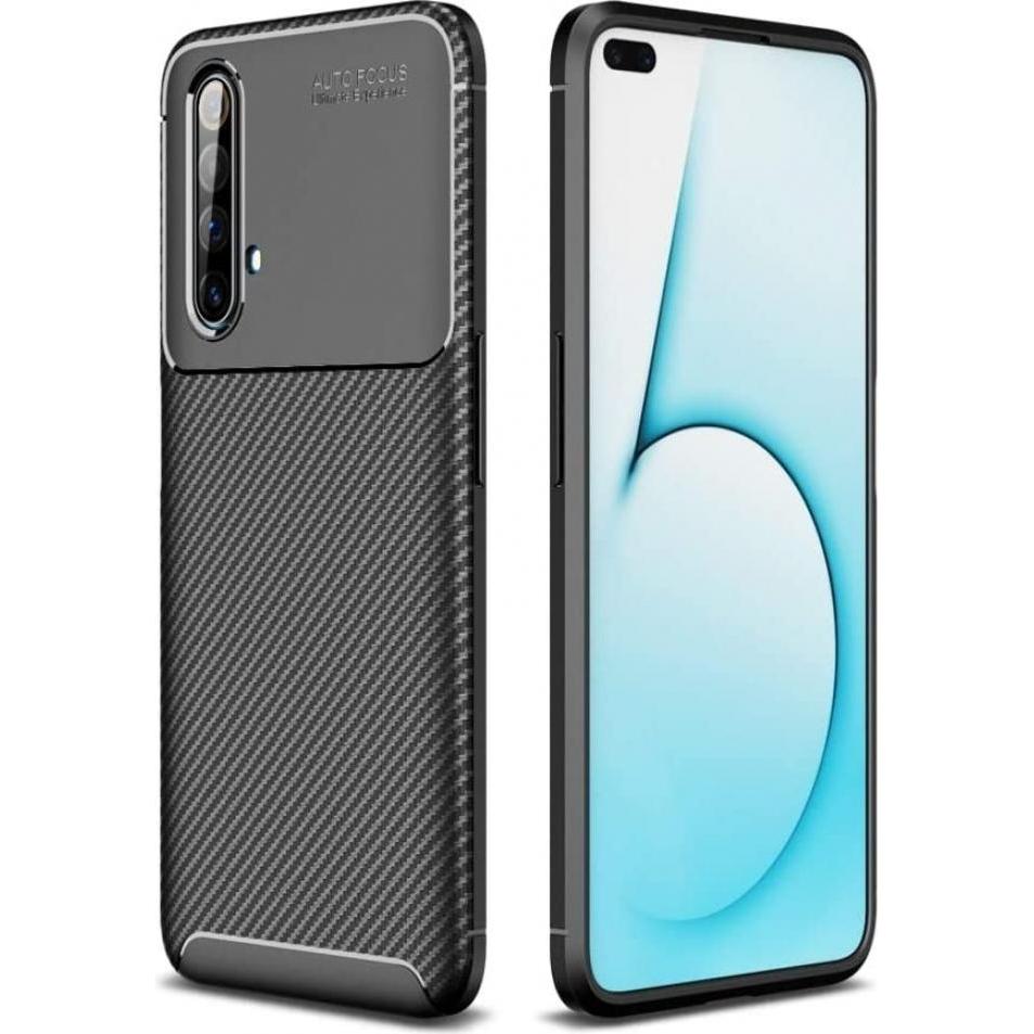 Screenguard Realme X50 5G Hülle Carbon Design TPU Case (Realme X50 5G), Smartphone Hülle, Schwarz