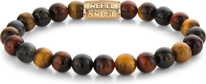 Produktbild Rebel & Rose Armband Who's afraid of the Tiger RR-80088-G-L Herren (19 cm, Tigerauge, Edelstahl)