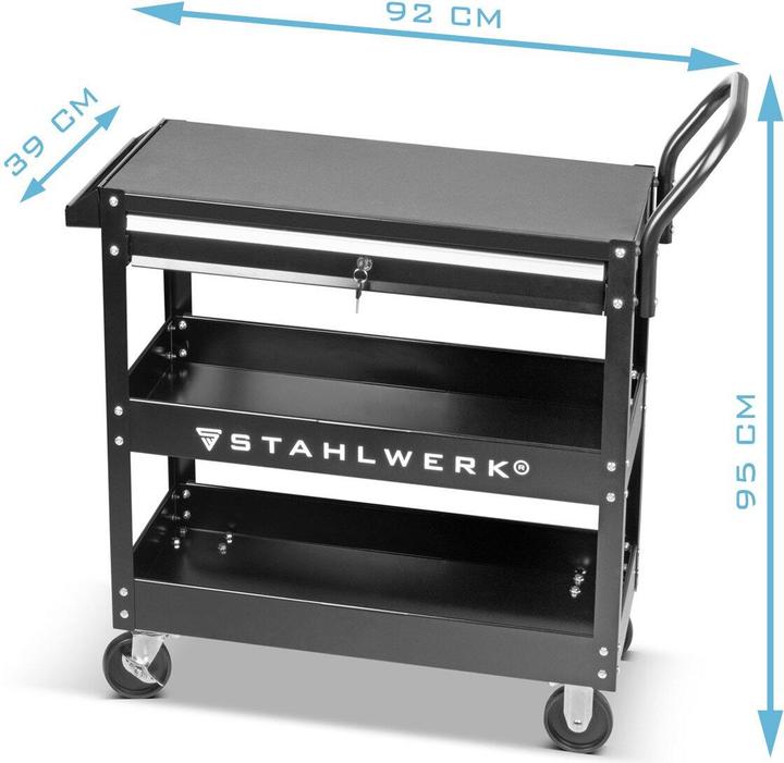 Produktbild Stahlwerk Werkzeugwagen WZE-3 ST mit 150 kg Tragkraft, abschliessbarer Schublade (1 x)