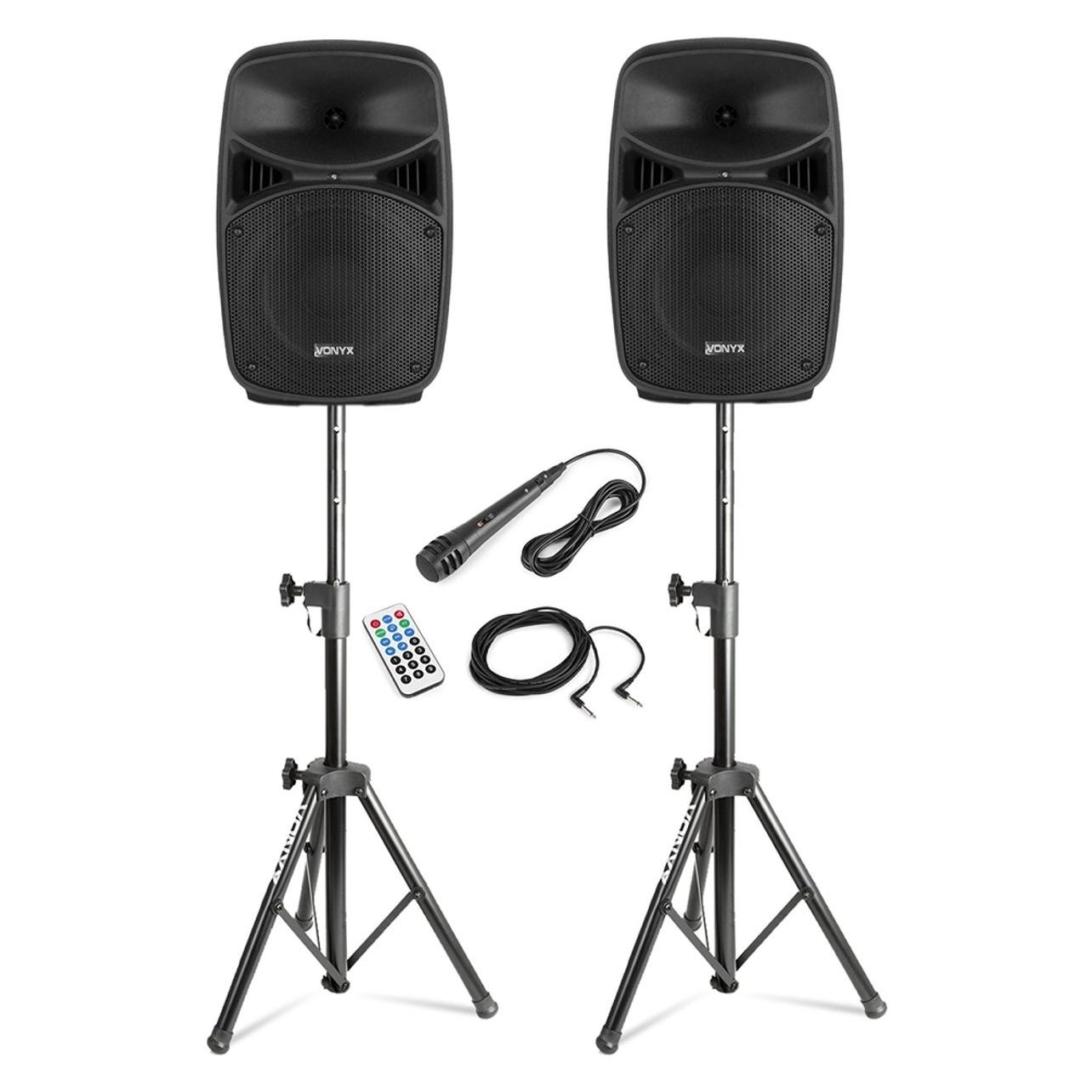Vonyx Pa System - Actieve Dj Speakers Met Bluetooth En Standaards - Met Microfoon - 8 (Aktiv), Pa Lautsprecher, Schwarz