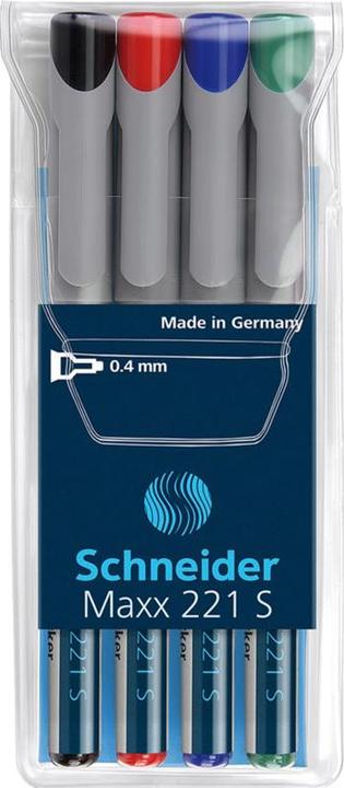 Immagine prodotto Schneider Marcatore OHP Maxx solubile in acqua, S, confezione da 4: rosso, blu, verde, nero (4 x)