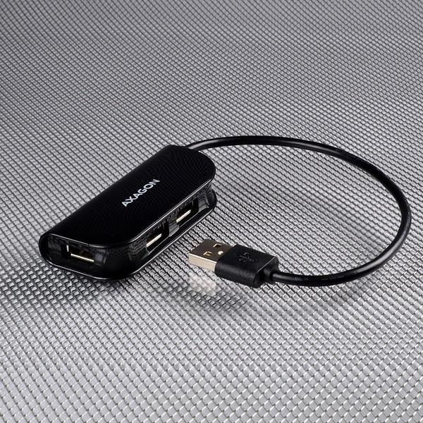 Actual product image Axagon HUE-X4B - USB 2.0 - USB 2.0 - 480 Mbit/s - Black - 0.2 m - USB (USB-A, 4 ports)